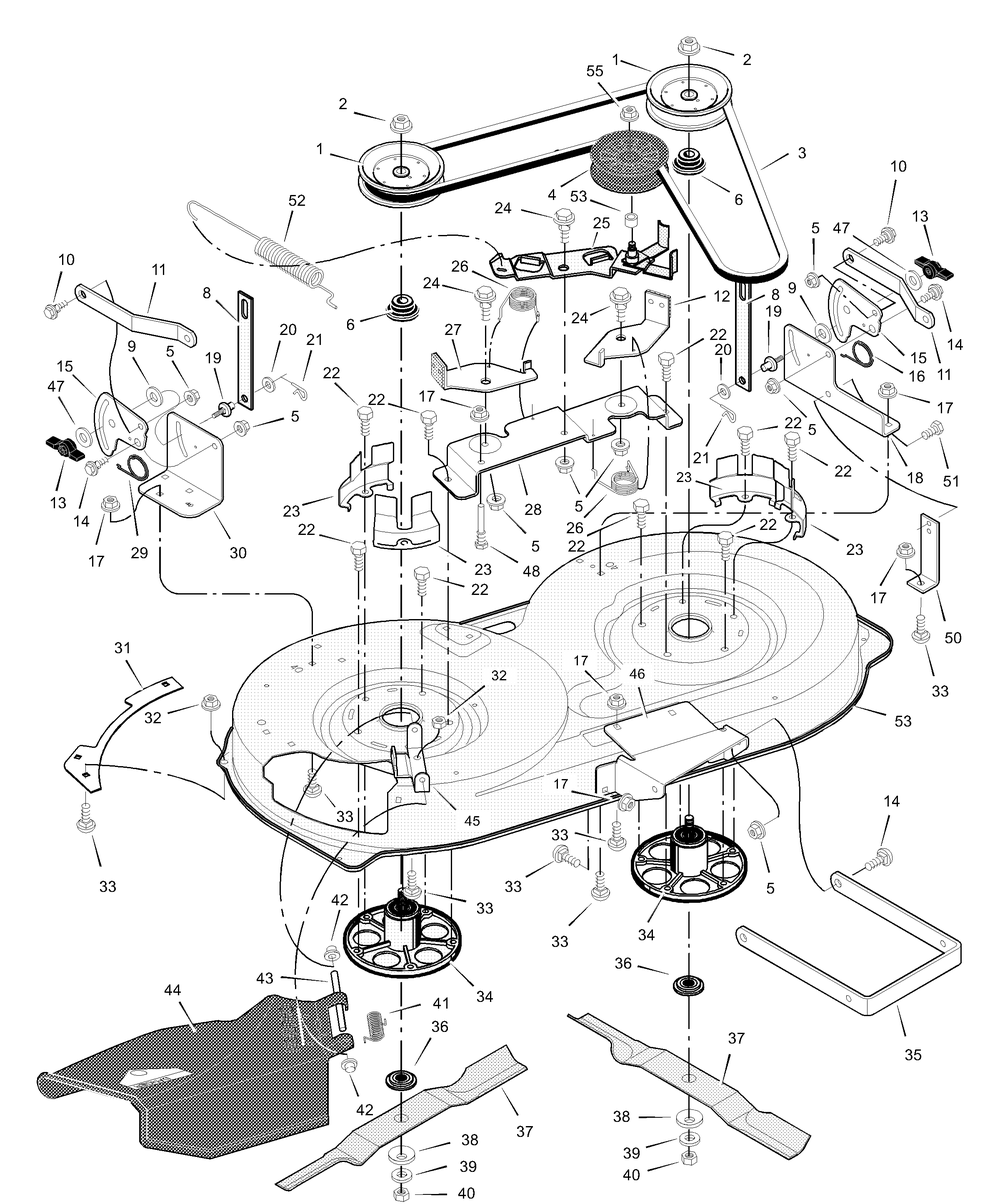 Mower Housing Diagram and Parts List for 385014X98A 2003 Briggs and Stratton Lawn Tractor